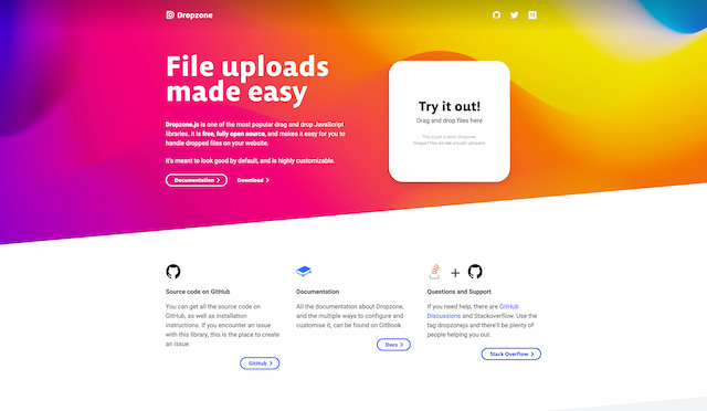 Screenshot of dropzone.dev