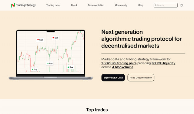 Screenshot of tradingstrategy.ai